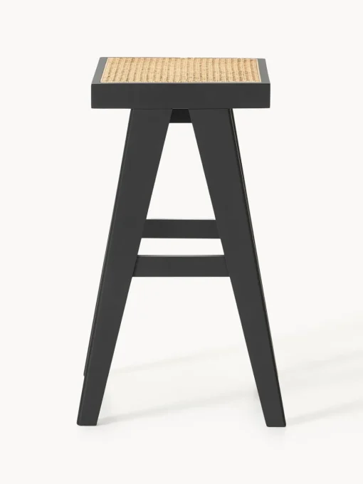 Taburetes Altos|Sillas>Westwing Collection Taburete de bar con tejido vienés Sissi Negro, beige claro