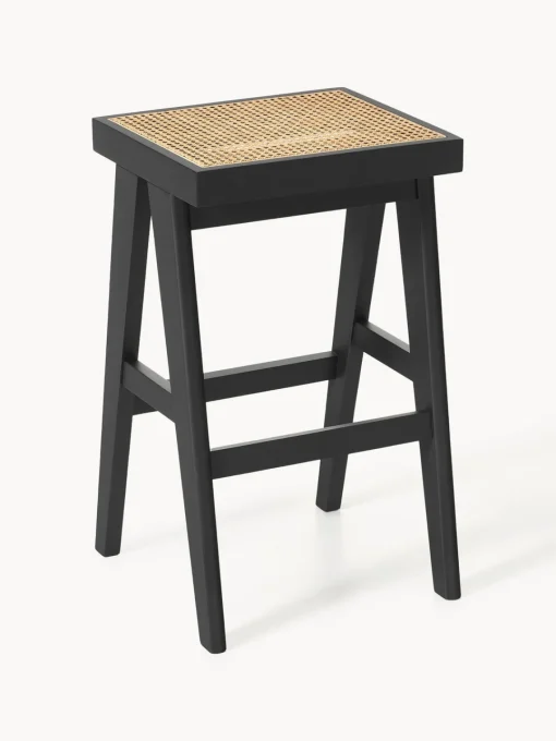 Taburetes Altos|Sillas>Westwing Collection Taburete de bar con tejido vienés Sissi Negro, beige claro