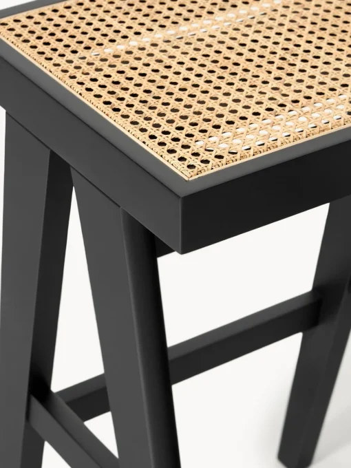 Taburetes Altos|Sillas>Westwing Collection Taburete de bar con tejido vienés Sissi Negro, beige claro