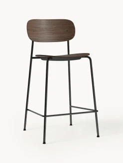 Taburetes Altos|Sillas>Audo Copenhagen Taburete de bar de metal y madera Co Madera de roble oscura, negro