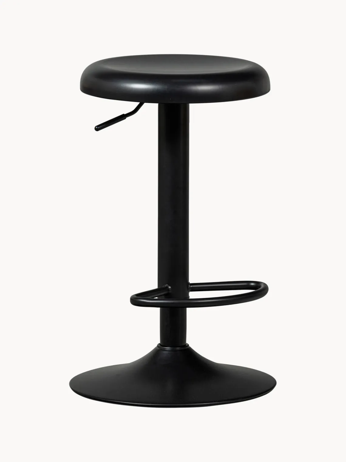 Taburetes Altos|Sillas> Taburete de bar de metal Isaac, regulable en altura Negro