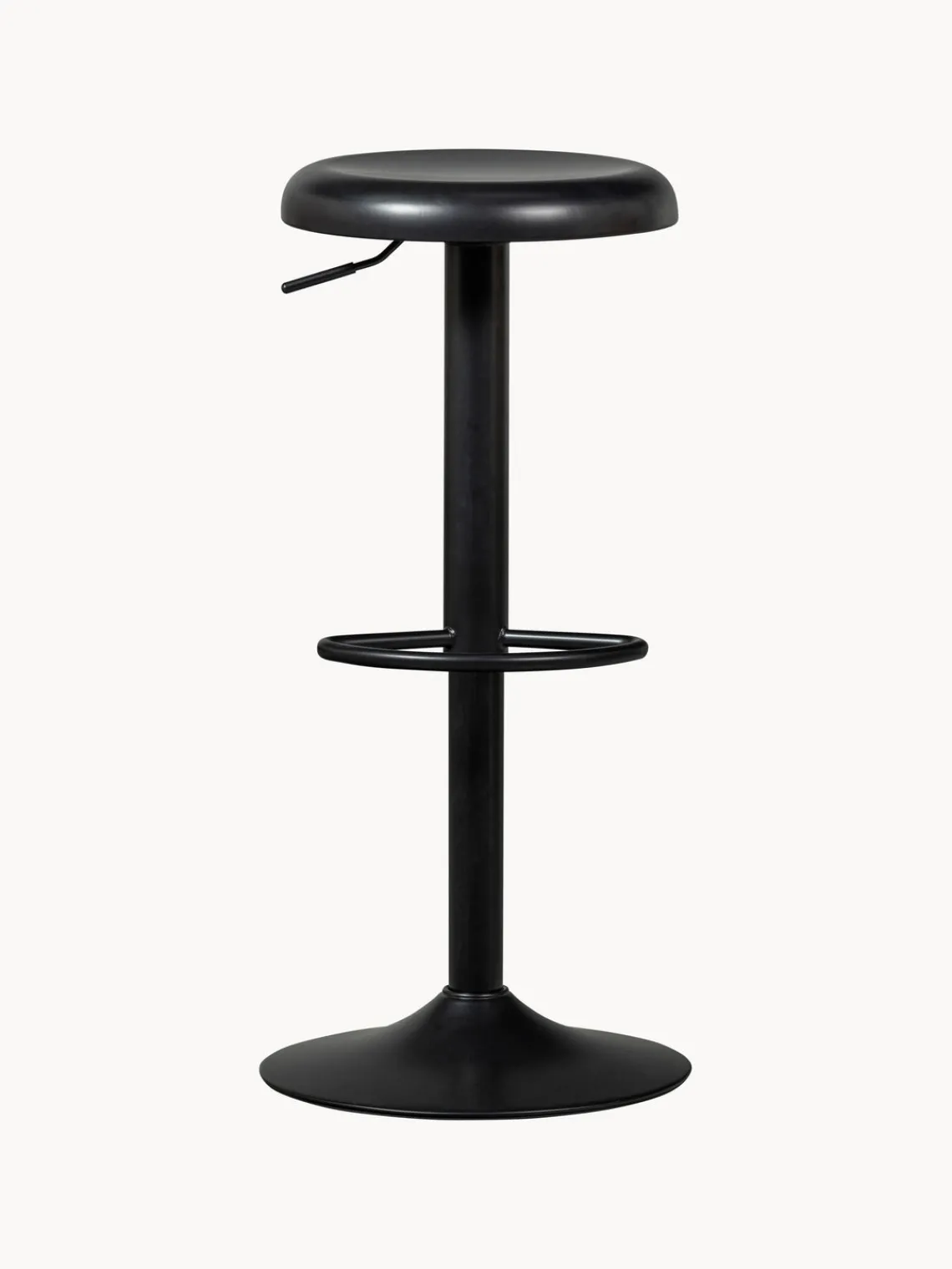 Taburetes Altos|Sillas> Taburete de bar de metal Isaac, regulable en altura Negro