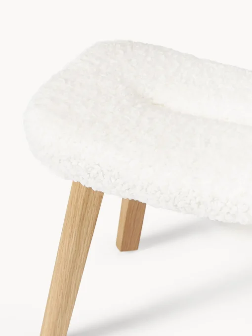 Pufs Y Otomanos|Pufs Y Otomanos>Westwing Collection Taburete de borreguillo Wing Borreguillo blanco crema, madera de abedul