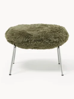 Pufs Y Otomanos|Pufs Y Otomanos></noscript>Westwing Collection Taburete de cuero sintético con patas de metal Luan Cuero sintético verde oliva, plateado