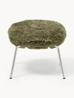 Pufs Y Otomanos|Pufs Y Otomanos></noscript>Westwing Collection Taburete de cuero sintético con patas de metal Luan Cuero sintético verde oliva, plateado