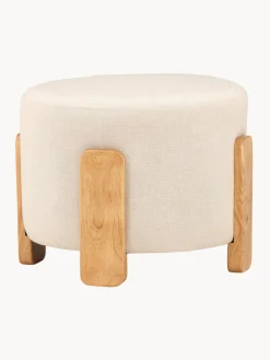 Pufs Y Otomanos|Pufs Y Otomanos>Venture Design Taburete de lino con patas de madera Coffey Tejido beige claro, madera de caucho