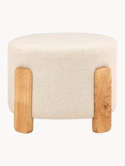 Pufs Y Otomanos|Pufs Y Otomanos></noscript>Venture Design Taburete de lino con patas de madera Coffey Tejido beige claro, madera de caucho