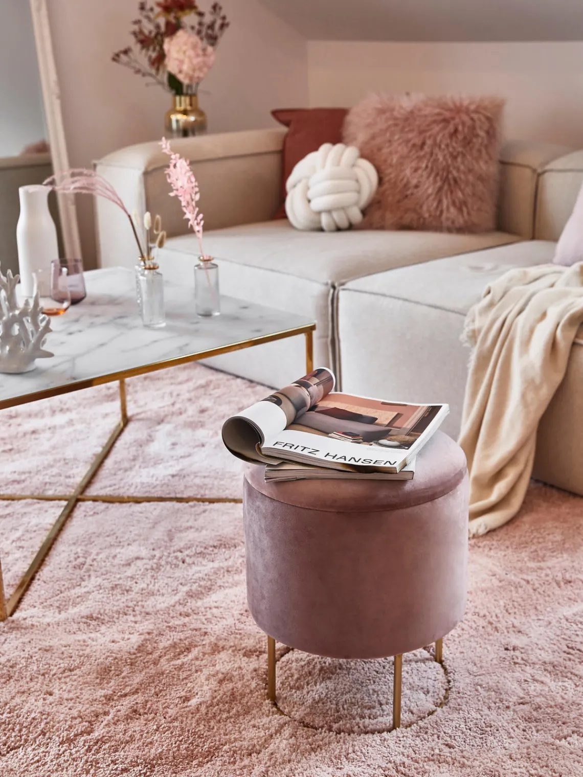 Pufs Y Otomanos|Pufs Y Otomanos>Bizzotto Taburete de terciopelo con espacio de almacenamiento Polina Terciopelo rosa claro