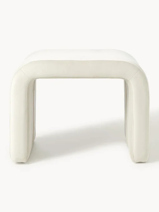 Pufs Y Otomanos|Pufs Y Otomanos>Westwing Collection Taburete de terciopelo Penelope Terciopelo blanco crema