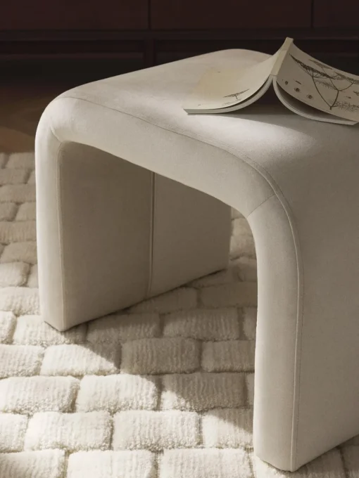 Pufs Y Otomanos|Pufs Y Otomanos>Westwing Collection Taburete de terciopelo Penelope Terciopelo blanco crema