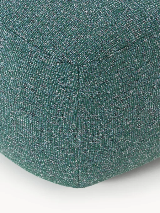 Reposapiés|Sofás>Westwing Collection Taburete en tejido bouclé Sofia Bouclé jaspeado, azul petróleo