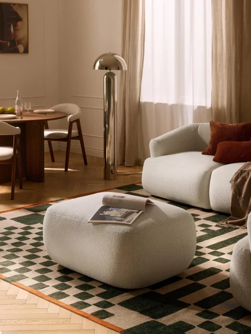 Outlet Taburete en tejido bouclé Sofia Reposapiés|Sofás