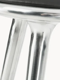 Taburetes Altos|Sillas></noscript>Mater Taburete High Stool Cuero negro, plateado brillante