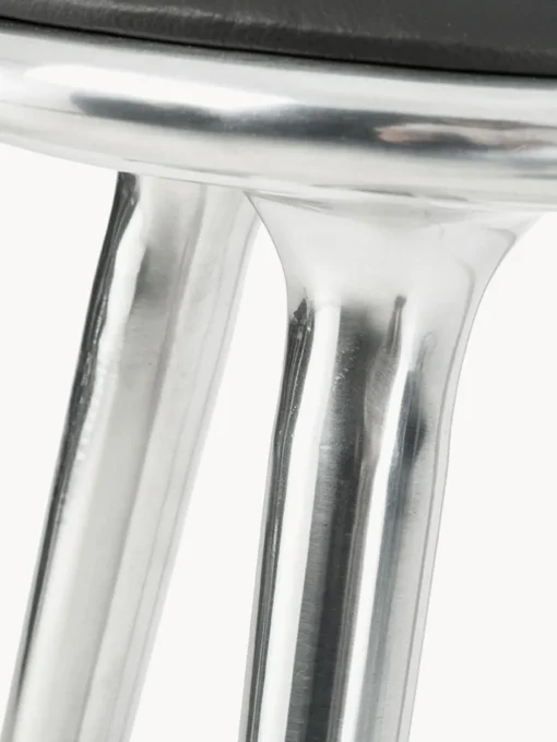 Taburetes Altos|Sillas>Mater Taburete High Stool Cuero negro, plateado brillante