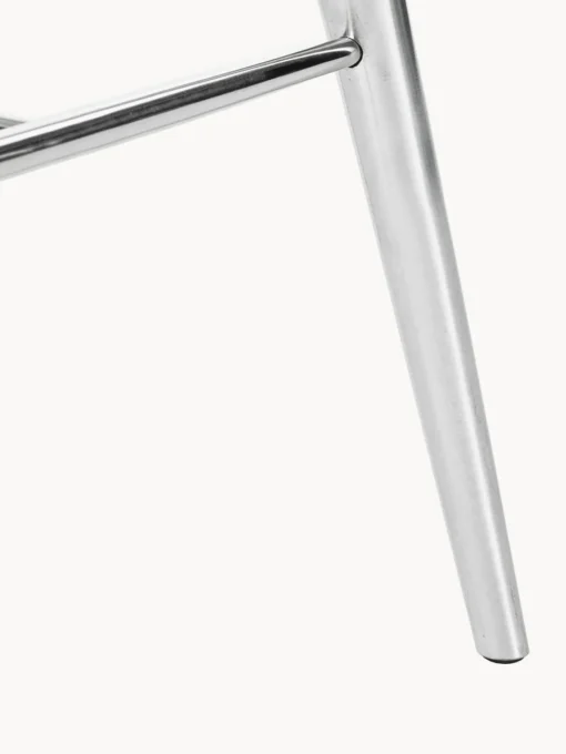 Taburetes Altos|Sillas>Mater Taburete High Stool Cuero negro, plateado brillante