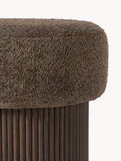 Pufs Y Otomanos|Pufs Y Otomanos></noscript>Westwing Collection Taburete pequeño tapizado en borreguillo bouclé con espacio de almacenamiento Nala Tejido borreguillo bouclé taupe, madera de fresno oscura