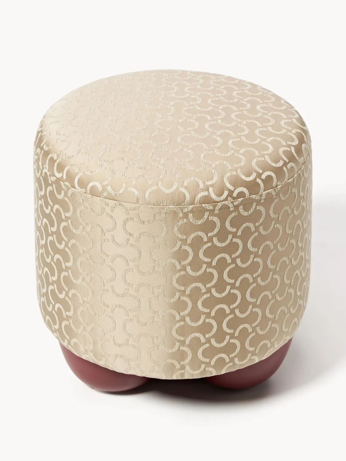 Pufs Y Otomanos|Pufs Y Otomanos>Westwing Collection Taburete tapizado de diseño DEDAR Milano x Westwing Lino Jacquard, Medialuna Beige