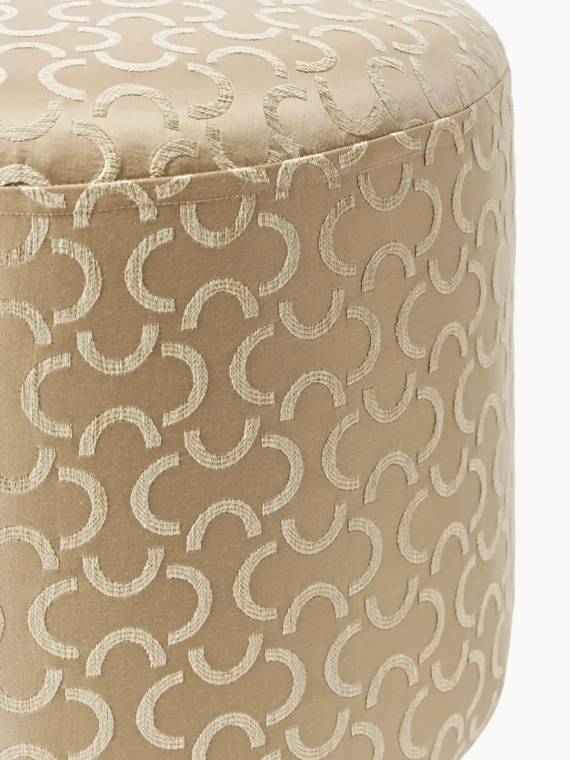 Pufs Y Otomanos|Pufs Y Otomanos>Westwing Collection Taburete tapizado de diseño DEDAR Milano x Westwing Lino Jacquard, Medialuna Beige