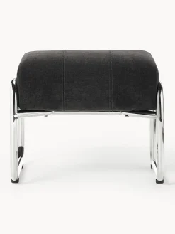 Pufs Y Otomanos|Pufs Y Otomanos></noscript>Westwing Collection Taburete tapizado Marcel Chenilla gris antracita, plateado