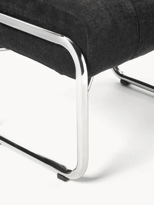 Pufs Y Otomanos|Pufs Y Otomanos>Westwing Collection Taburete tapizado Marcel Chenilla gris antracita, plateado