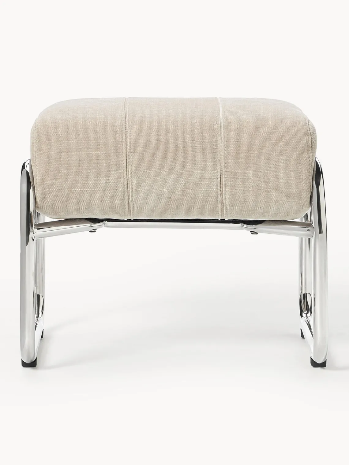 Pufs Y Otomanos|Pufs Y Otomanos>Westwing Collection Taburete tapizado Marcel Chenilla beige claro, plateado