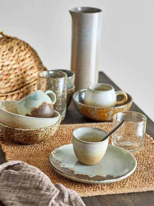 Tazas Y Mugs|Vajillas Completas>Bloomingville Taza artesanal con esmalte Paula Marrón oscuro, tonos grises