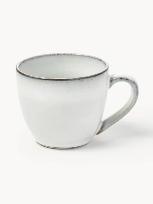 Tazas Y Mugs|Vajillas Completas>Broste Copenhagen Taza artesanal con platito Nordic Sand Tonos blancos y grises