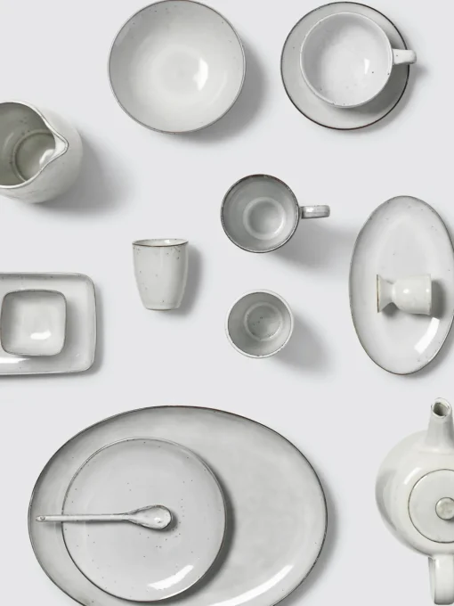 Tazas Y Mugs|Vajillas Completas>Broste Copenhagen Taza artesanal con platito Nordic Sand Tonos blancos y grises