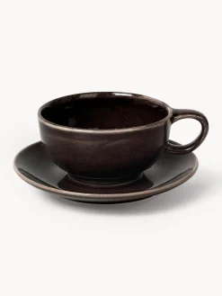 Tazas Y Mugs|Vajillas Completas>Broste Copenhagen Taza con platito artesanal arteasanal Nordic Coal