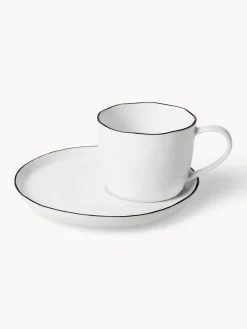 New Taza de café con platito artesanal de porcelana Salt Tazas Y Mugs|Vajillas Completas