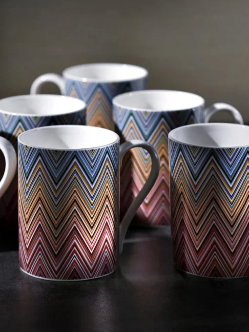 Tazas Y Mugs|Vajillas Completas>Missoni Taza de porcelana Fine Bone China Jarris Blanco, lila, amarillo y tonos azules