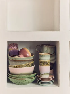 Tazas Y Mugs|Vajillas Completas>HKLIVING Taza pintada a mano con esmalte reactivo 70's Verde menta, blanco