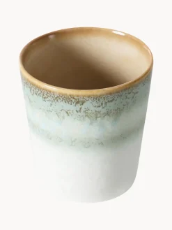 Tazas Y Mugs|Vajillas Completas></noscript>HKLIVING Taza pintada a mano con esmalte reactivo 70's Verde menta, blanco