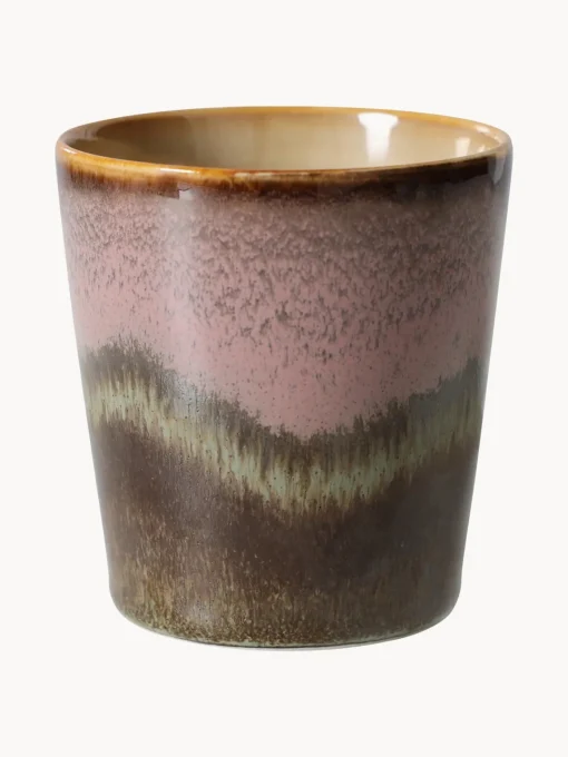Tazas Y Mugs|Vajillas Completas>HKLIVING Taza pintada a mano con esmalte reactivo 70's Rosa palo, tonos marrones