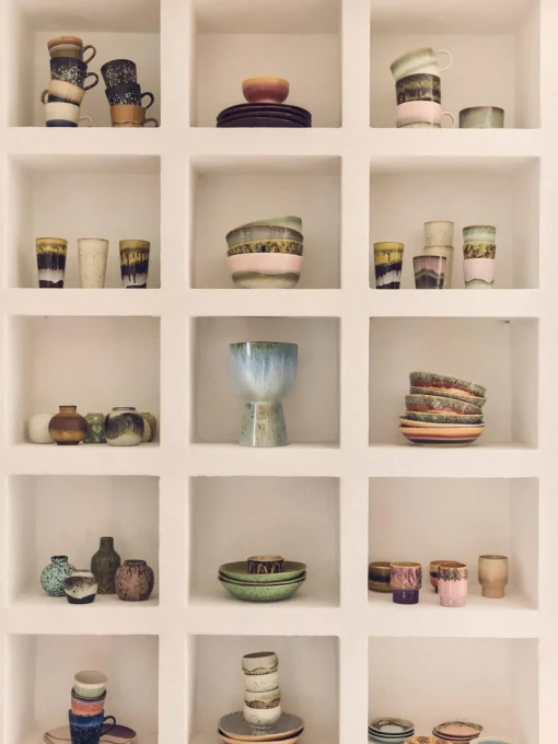 Tazas Y Mugs|Vajillas Completas>HKLIVING Taza pintada a mano con esmalte reactivo 70's Rosa palo, tonos marrones