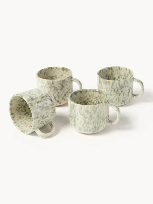 Tazas Y Mugs|Vajillas Completas>Westwing Collection Tazas artesanales Bernardo, 4 uds. Beige claro, verde salvia