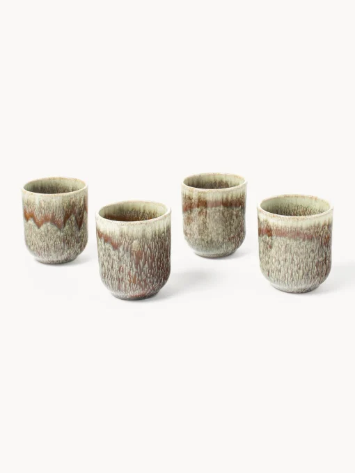 Tazas Y Mugs|Vajillas Completas>Westwing Collection Tazas artesanales con esmalte reactivo Danza, 4 uds. Tonos de marrón, beige, con gradiente de color