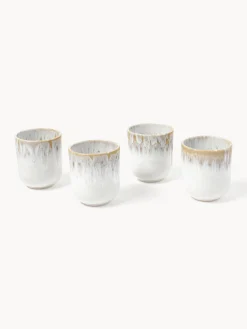 Tazas Y Mugs|Vajillas Completas></noscript>Westwing Collection Tazas artesanales con esmalte reactivo Danza, 4 uds. Blanco, tonos beige, con gradiente de color
