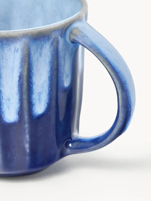 Tazas Y Mugs|Vajillas Completas>Westwing Collection Tazas artesanales con esmalte reactivo Vinci, 4 uds. Azul real y azul claro con gradiente de color