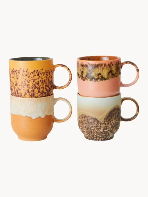 Clearance Tazas artesanales 70's, 4 uds. Tazas Y Mugs|Vajillas Completas