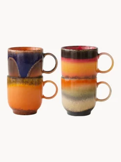 Tazas Y Mugs|Vajillas Completas></noscript>HKLIVING Tazas artesanales 70's, 4 uds. Naranja, tonos rojos, azul oscuro