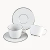 Hot Tazas con platitos de porcelana con borde platino pintado a mano Vitruv, 2 uds. Tazas De Espresso|Vajillas Completas