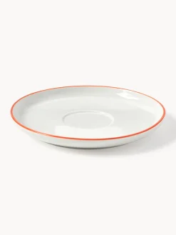 Tazas Y Mugs|Vajillas Completas></noscript>Westwing Collection Tazas con platitos de porcelana Facile, 2 uds. Blanco Off White con borde naranja