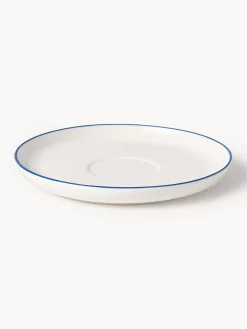 Tazas Y Mugs|Vajillas Completas></noscript>Westwing Collection Tazas con platitos de porcelana Facile, 2 uds. Blanco Off White con borde azul oscuro