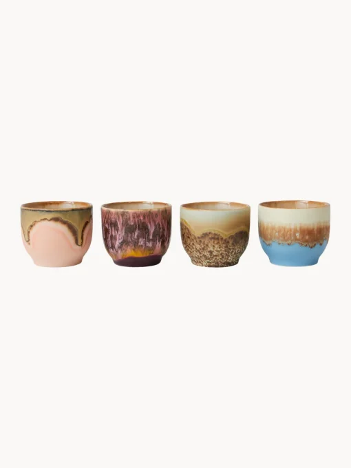 Tazas Y Mugs|Vajillas Completas>HKLIVING Tazas de café artesanales 70's, 4 uds. Tonos beige, melocotón, azul claro