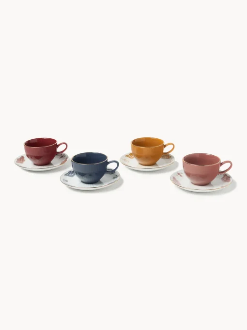 Tazas Y Mugs|Vajillas Completas>Westwing Collection Tazas de café artesanales con platitos Mystic, 4 uds.