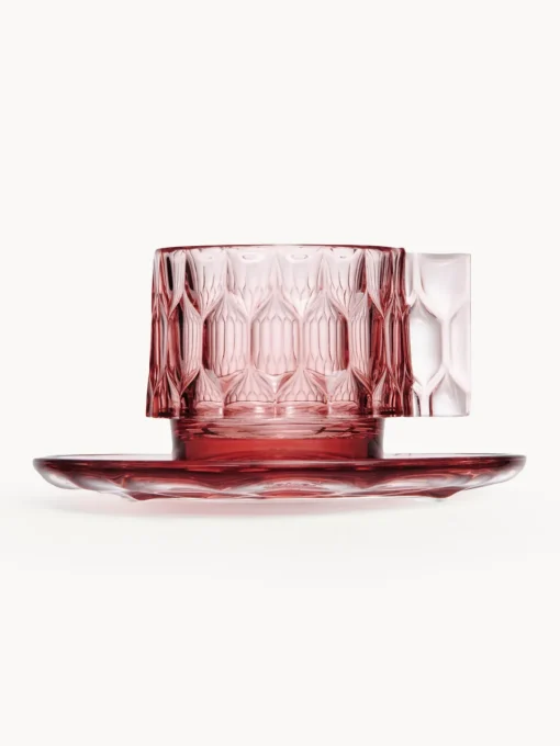 Tazas Y Mugs|Vajillas Completas>Kartell Tazas de café con platitos con relieves Jellies, 4 uds. Rosa