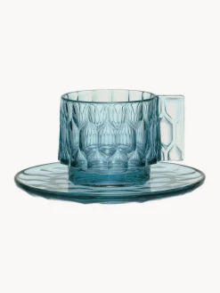New Tazas de café con platitos con relieves Jellies, 4 uds. Tazas Y Mugs|Vajillas Completas