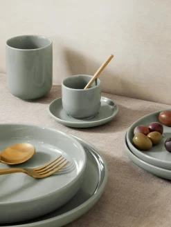 Outlet Tazas de café espresso con platitos de porcelana Nessa, 4 uds. Tazas De Espresso|Vajillas Completas