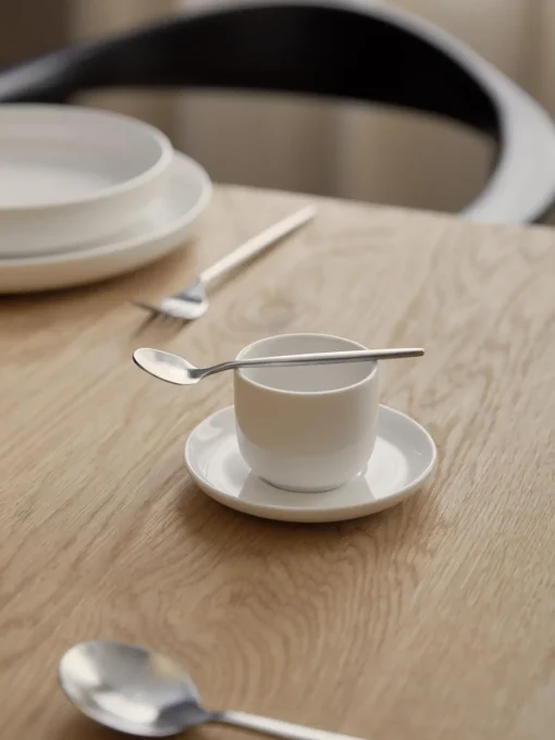 Tazas De Espresso|Vajillas Completas>Westwing Collection Tazas de café espresso de porcelana con platitos Nessa, 4 uds. Blanco Off White brillante